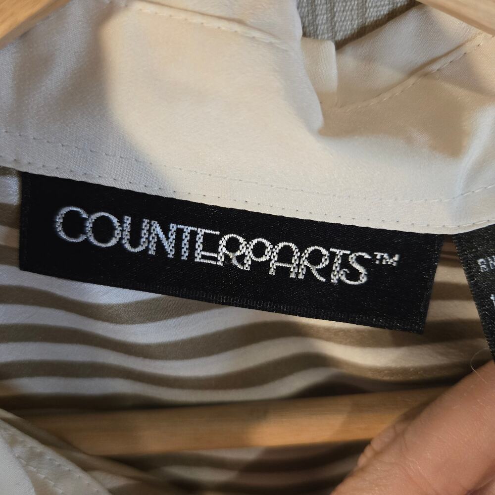 Counterparts Striped Blouse Size 12 Long Sleeve Collared Polyester Shirt [0403] - Picture 5 of 8